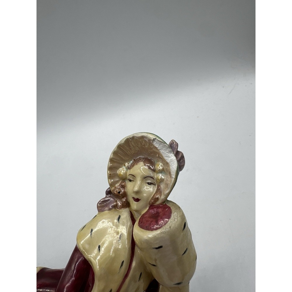 Vintage Ceramic Victorian Lady Figurine The Ermine Coat Winter Christmas 7" - Picture 13 of 16